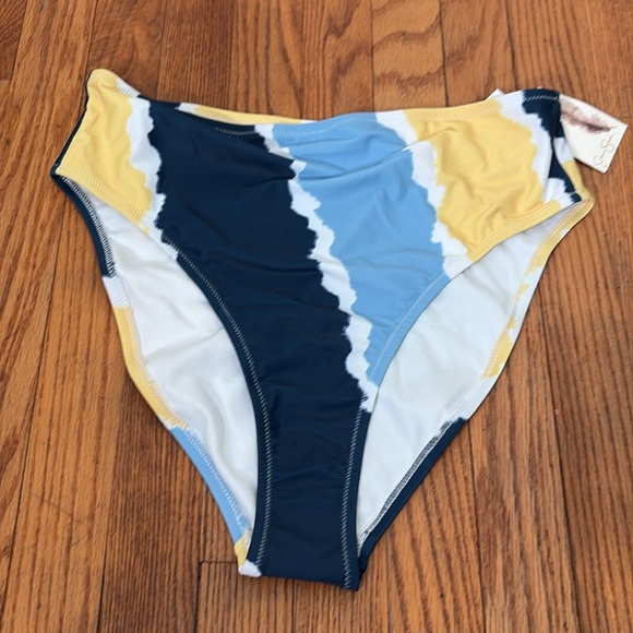 Jessica Simpson Smooth Sailing High-Waisted Bikini Bottoms Blue Size Large NWT - Picture 3 of 7